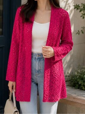 JM Collection Pink Cardigan Size S